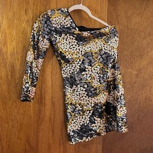 MISSGUIDED One-Sleeve Sequin Mini Dress Sz 4